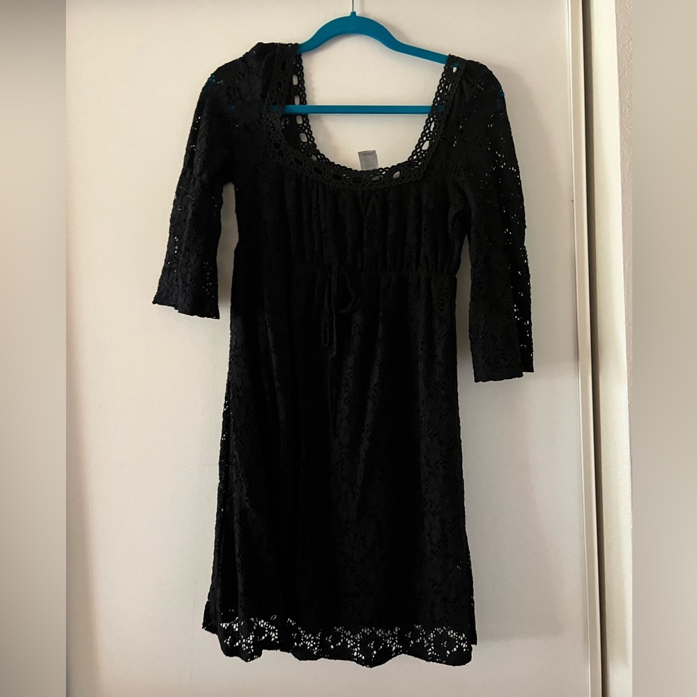 Laundry by Design Black Crochet Knit Top